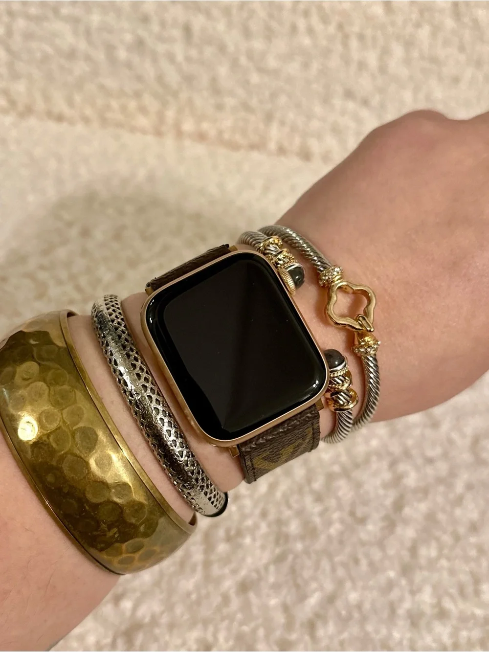 Apple Gold Smartwatch with Brown Leather Strap